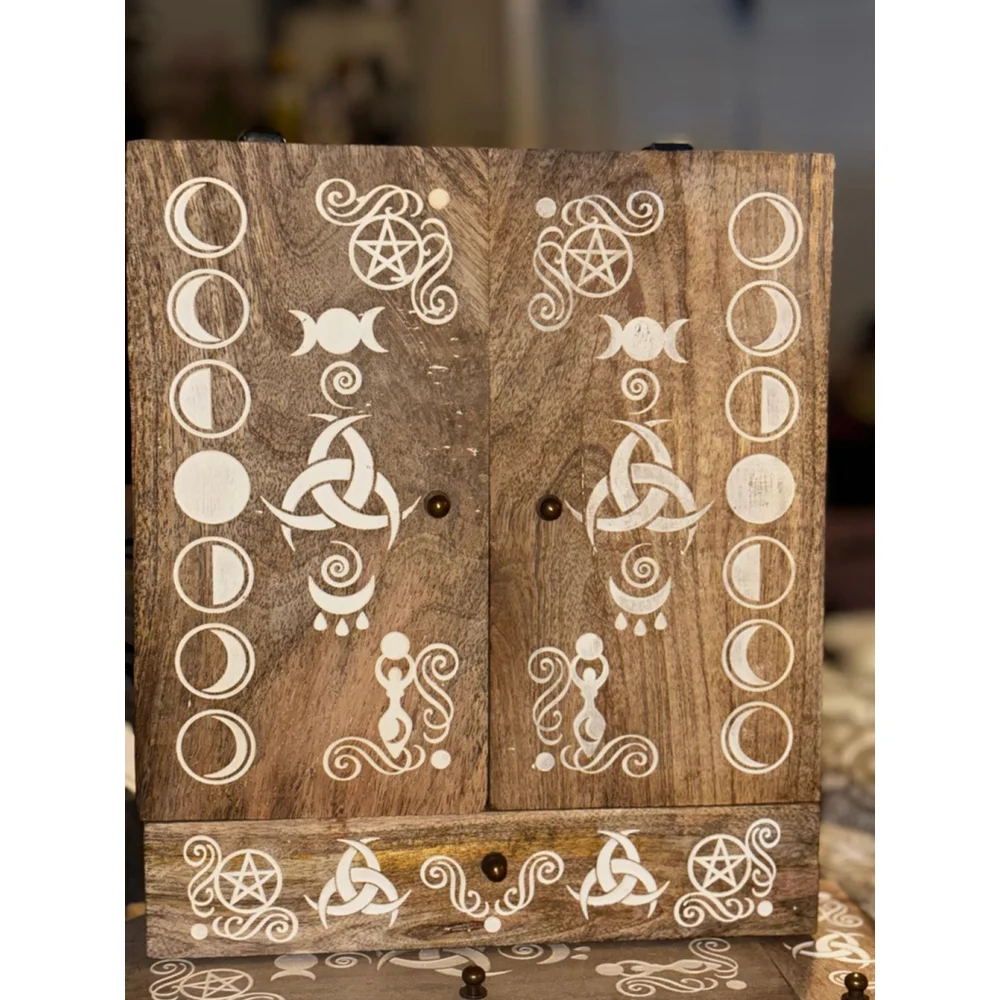 Brown & White Wooden Jewelry Organizer